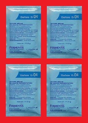 4 Pack S-04 DRY ENGLISH ALE YEAST Fermentis Safale S04 Whitbread