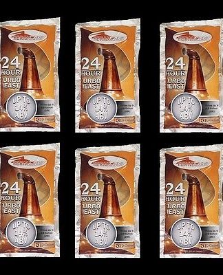 6 PACK FERMFAST 24 HOUR SUPER TURBO YEAST 14% ALCOHOL FASTVODKA WHISKEY STILL
