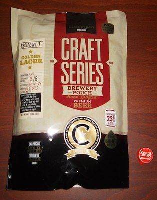 BEER KIT GOLDEN LAGER MANGROVE JACK RECIPE#7 BREWERY POUCH 5 or 6 GAL NO CLEANUP