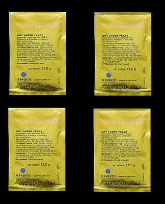 BEER YEAST S-23 4 PACK FOR COMMERCIAL LAGERS & PILSNER CLONES FERMENTIS SAFLAGER