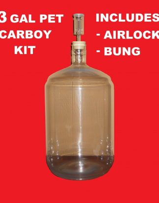PET CARBOY KIT 3 GAL w/AIRLOCK & BUNG FOR SECONDARY FERMENTATION OF BEER & WINE