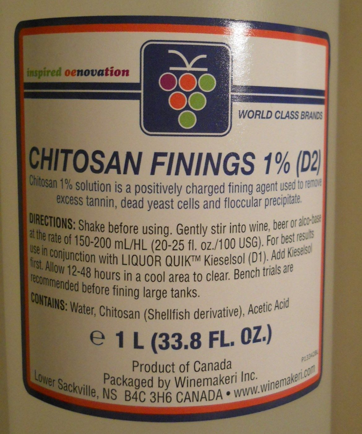 1L BOTTLE CHITOSAN WINE FINING for CRYSTAL CLEAR ALCOHOL! - Image 2
