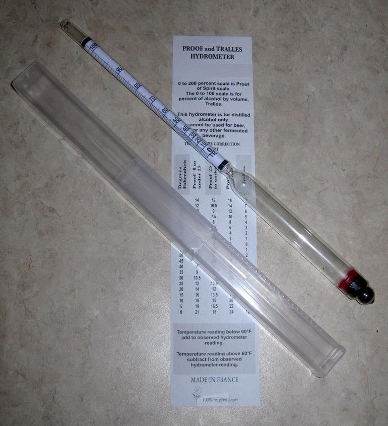 PROOF & TRALLE % PERCENTAGE ALCOHOL HYDROMETER for MOONSHINE and other UNSWEETENED DISTILLED SPIRITS - Image 10