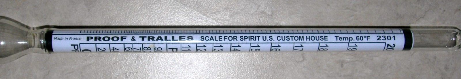 PROOF & TRALLE % PERCENTAGE ALCOHOL HYDROMETER for MOONSHINE and other UNSWEETENED DISTILLED SPIRITS - Image 11