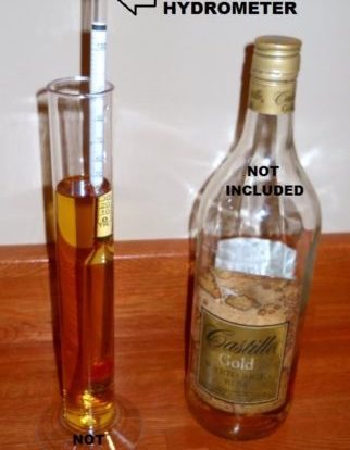 PROOF & TRALLE % PERCENTAGE ALCOHOL HYDROMETER for MOONSHINE and other UNSWEETENED DISTILLED SPIRITS