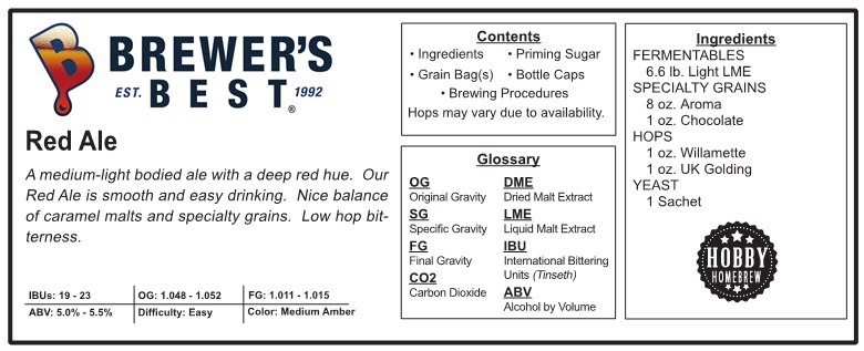 TASTY IRISH RED ALE Easy 5 Gallon Beer Brewing Ingredient Kit LDC Brewers Best 1010 - Image 7