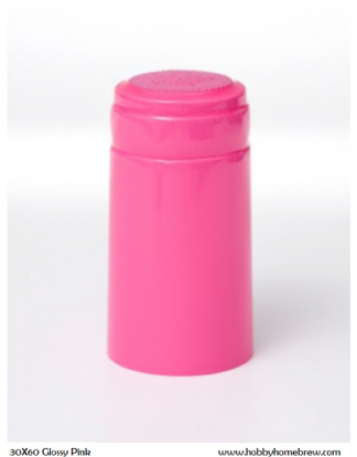 SHRINK CAPSULES 25 HOT PINK METALLIC LOOK HEAT SHRINKS - PVC CAPS FOR WINE BOTTLES