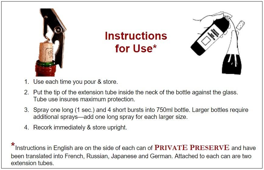 PRIVATE PRESERVE Wine Preserver Inert Gas Aerosol Wine Bottle Sparging System FREE SHIPPING (No Discount in Cart) - Image 6