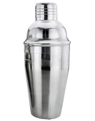 COCKTAIL SHAKER Mirrored Stainless Steel 500ml Bar Shaker with Built-in Strainer and Shot Glass Krome C161