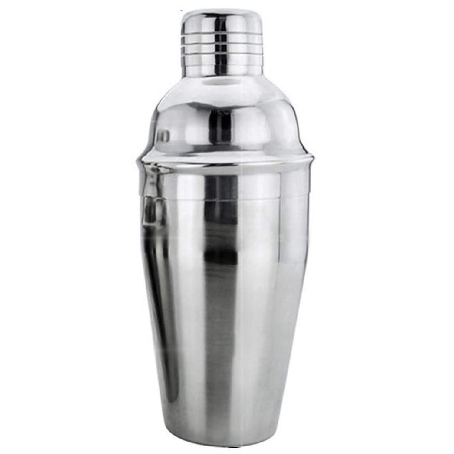 COCKTAIL SHAKER Mirrored Stainless Steel 500ml Bar Shaker with Built-in Strainer and Shot Glass Krome C161