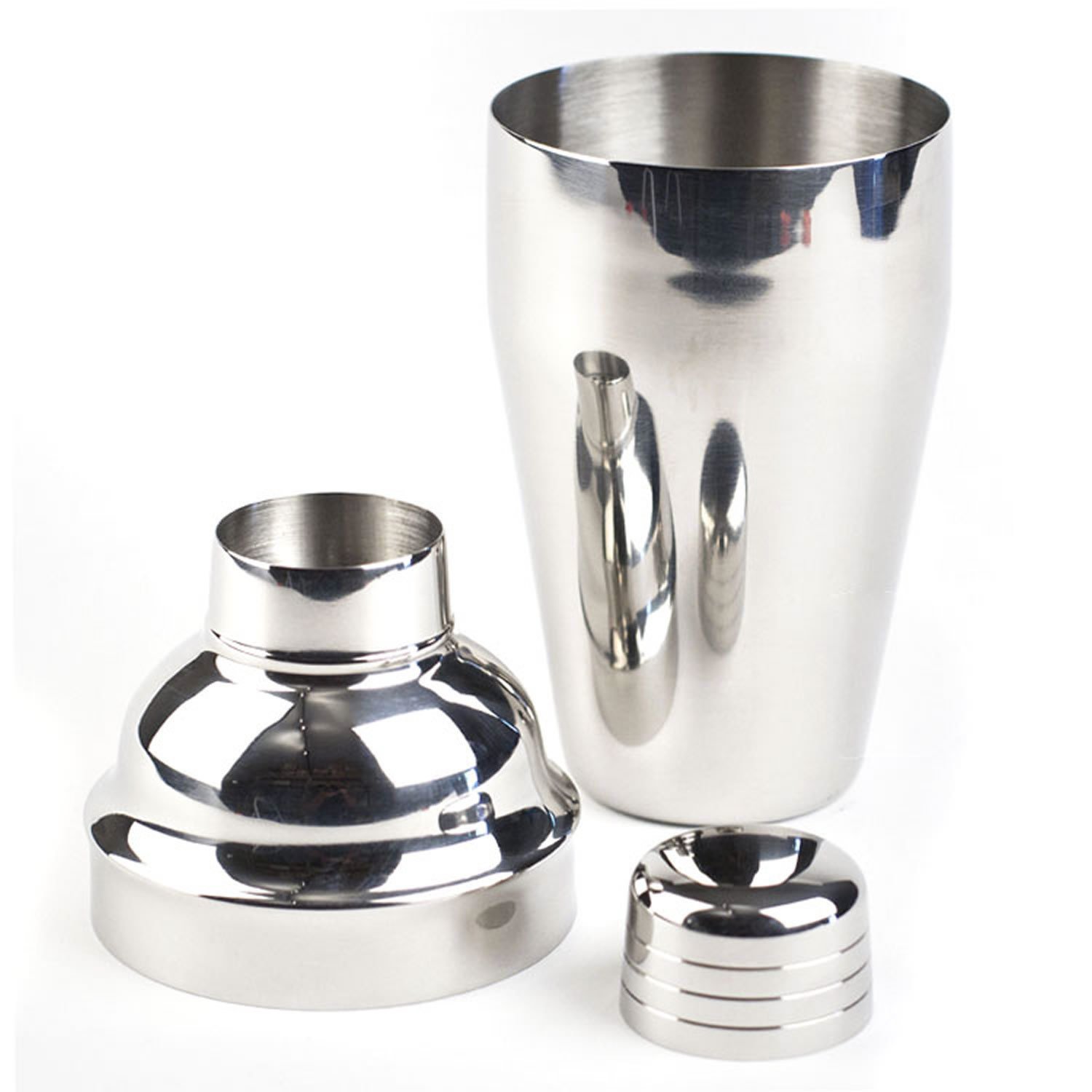 COCKTAIL SHAKER Mirrored Stainless Steel 500ml Bar Shaker with Built-in Strainer and Shot Glass Krome C161 - Image 3