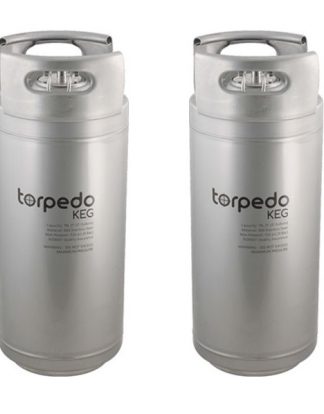 TORPEDO KEGS 2 PACK 5 GALLON STACKABLE STAINLESS BALL LOCK CORNY TYPE PEPSI KEGS FOR SODA OR BEER KEGS - CORNELIUS KEG OR PEPSI KEG TYPE