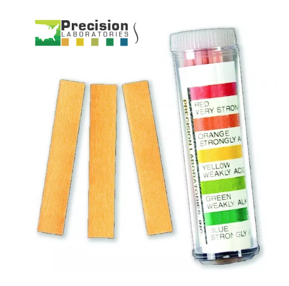 PRECISION LABORATORIES UNIVERSAL pH TEST PAPER VIAL OF 100 STRIPS RANGE 2-10 pH