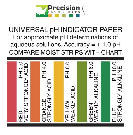 PRECISION LABORATORIES UNIVERSAL pH TEST PAPER VIAL OF 100 STRIPS RANGE 2-10 pH - Image 3