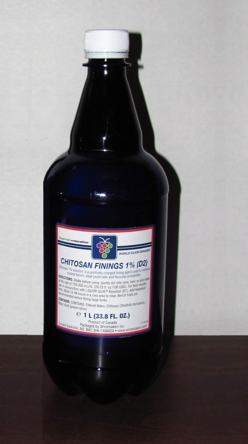 1L BOTTLE CHITOSAN WINE FINING for CRYSTAL CLEAR ALCOHOL!