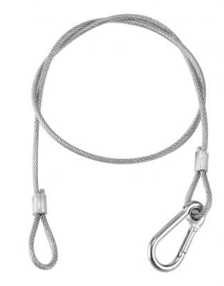 CO2 TANK TIE-DOWN STAINLESS STEEL SAFETY CABLE 110lb TEST With Clip (Required by OSHA)