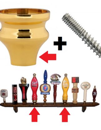 LARGE SIZE VIBRANT GOLD BEER TAP HANDLE FERRULE - PVD COATED BRASS with HANGER BOLT