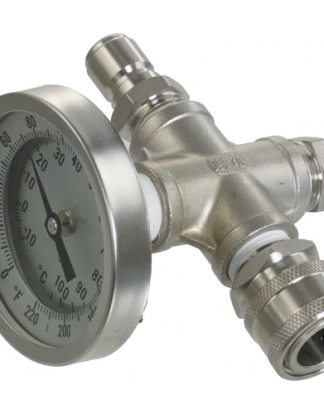 Inline SS Wort Thermometer with 1/2" Stainless Steel Quick Disconnects USA SELLER