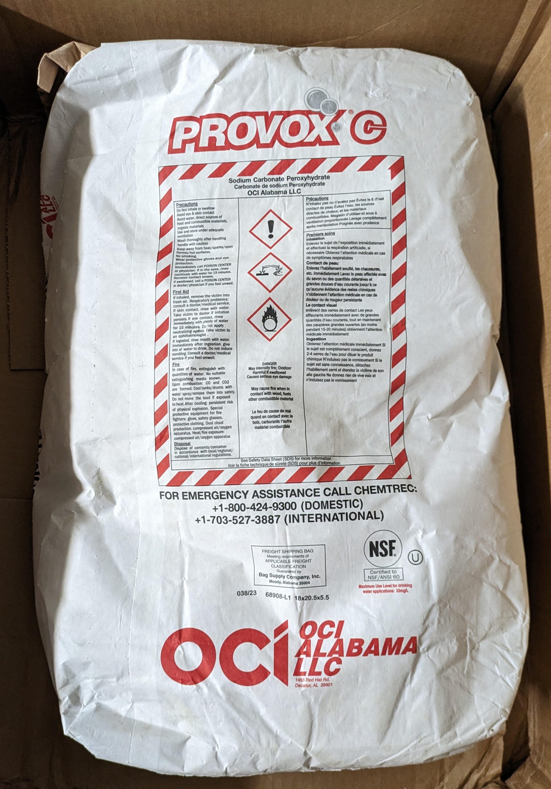 55LB PROVOX SODIUM PERCARBONATE Peroxthydrate Oxygen Peroxide Cleanser Santizer NSF/ANSI 60 ($50 OFF IN STORE) - Image 3
