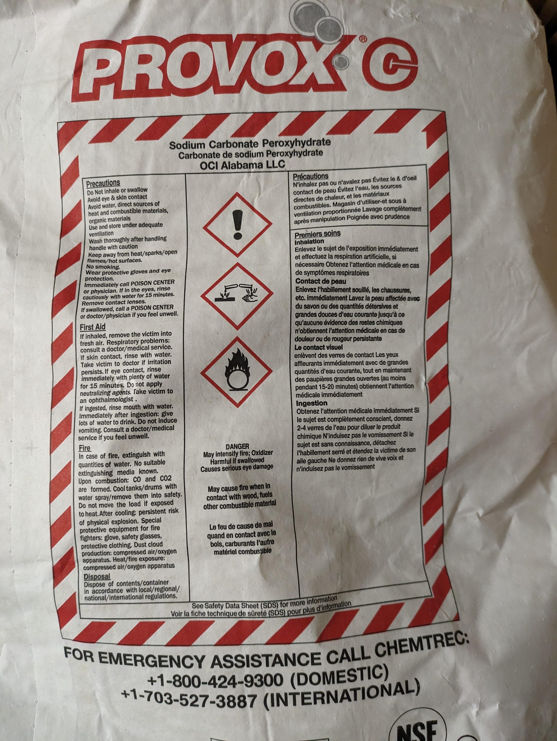 55LB PROVOX SODIUM PERCARBONATE Peroxthydrate Oxygen Peroxide Cleanser Santizer NSF/ANSI 60 ($50 OFF IN STORE) - Image 2