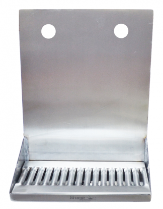 2- HOLER SHANK MOUNTED DRIP TRAY Stainless Steel Wall Mount Drip Tray with Drain - 2 Shank Holes (Wide) C4122