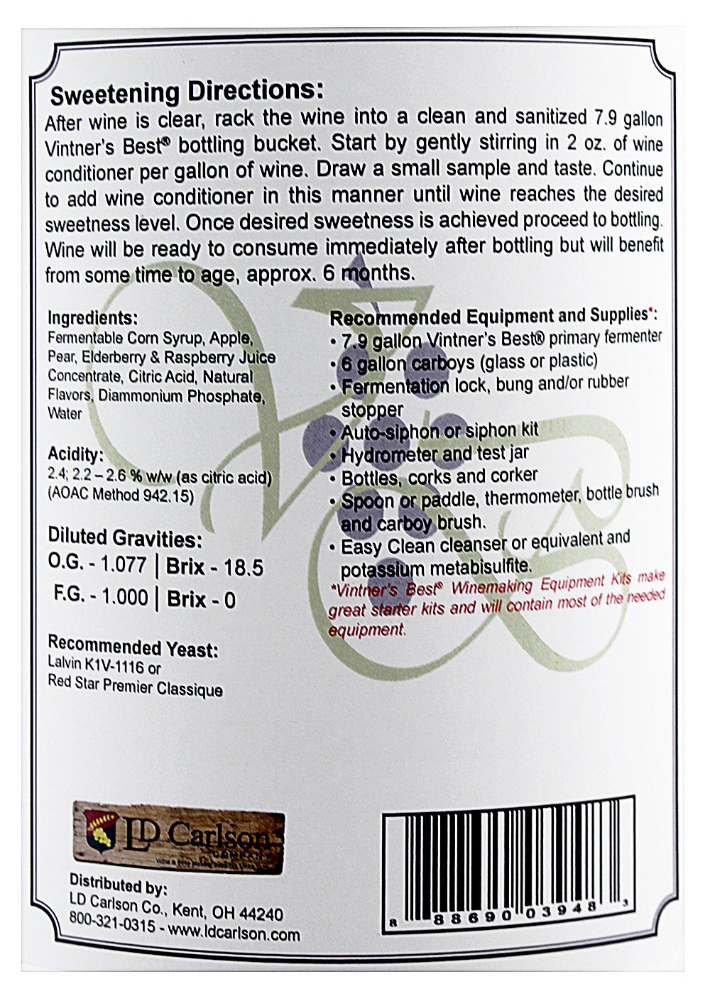 Vintner's Best Black Raspberry Fruit Wine Base - 128 oz (1 gallon) - Image 4