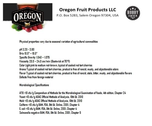 TART CHERRY Fruit Puree from Oregon Fruit Products (formerly Vintner's Harvest) For Beer Winemaking and Mocktails - Image 4