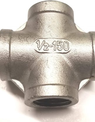4 Way Cross Tee 1/2" NPT Pipe Female X Intersection Coupler CAST 304 Stainless Steel Class 150