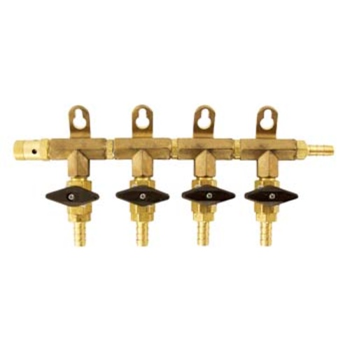 CO2 Gas Line Manifold - MODULAR 4 Way Brass Splitter with Individual Shutoffs and Check Valves