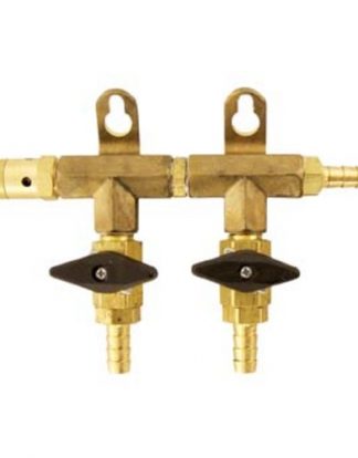 CO2 Gas Line Manifold - MODULAR 2 Way Brass Splitter with Individual Shutoffs and Check Valves