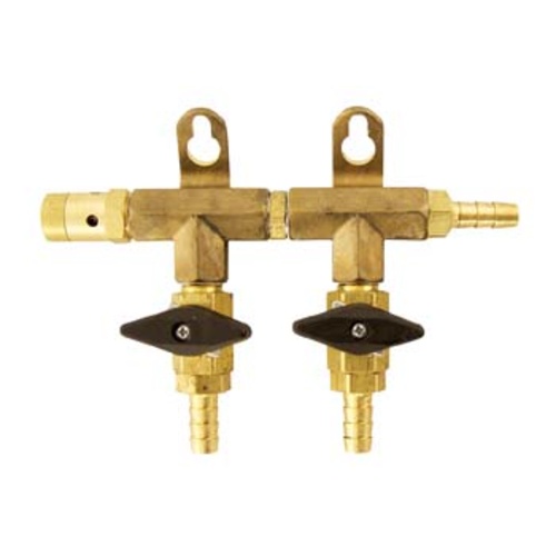 CO2 Gas Line Manifold - MODULAR 2 Way Brass Splitter with Individual Shutoffs and Check Valves