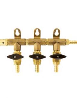 CO2 Gas Line Manifold - MODULAR 3 Way Brass Splitter with Individual Shutoffs and Check Valves