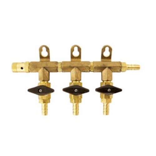 CO2 Gas Line Manifold - MODULAR 3 Way Brass Splitter with Individual Shutoffs and Check Valves