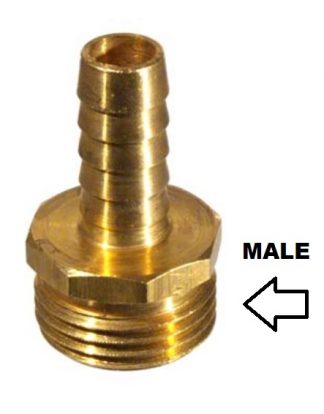 Brass MALE GARDEN HOSE THREAD (GHT) to 1/2" TUBING ADAPTER for Wort Chiller or Condenser Output to Garden