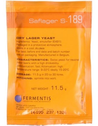 SWISS S189 Fermentis Saflager S-189 Beer Yeast for lager pilsner ales 11.5g 20-30L