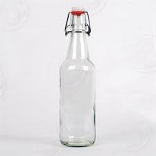 CASE OF 12 CLEAR Flip Top Bottles 500ml (16.9 Ounce) Grolsch-Type Buegel Pressure Bottles, with Straight Sides and Swing Top Seal