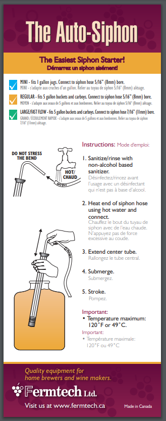 MINI AUTOSIPHON KIT 3/8" RACKING CANE w/Hose and Clamp for Gallon Jugs and 2-Gal Fermenters Auto Siphon Starts Easy with a Couple Pumps - Image 6