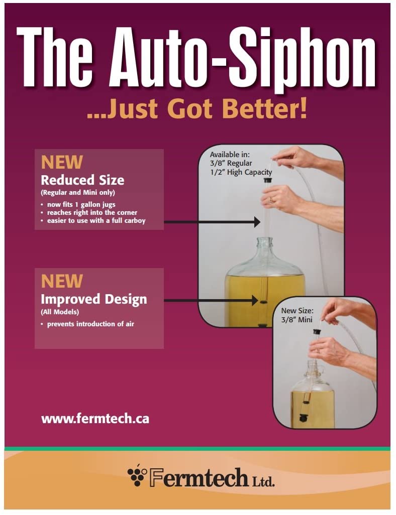 MINI AUTOSIPHON KIT 3/8" RACKING CANE w/Hose and Clamp for Gallon Jugs and 2-Gal Fermenters Auto Siphon Starts Easy with a Couple Pumps - Image 10