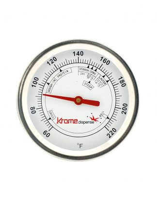 BREWING THERMOMETER Side Clip Type Marked for Mash Stages 2.5" Dial 12" Stem Stainless Steel Krome Dispense C6912