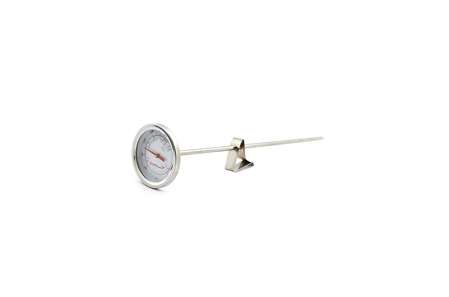 BREWING THERMOMETER Side Clip Type Marked for Mash Stages 2.5" Dial 12" Stem Stainless Steel Krome Dispense C6912 - Image 3