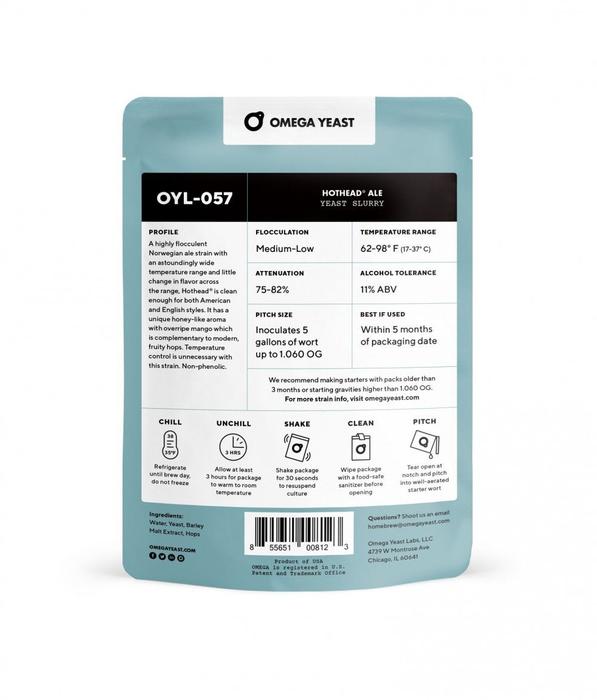 OMEGA LIQUID YEAST Hothead Ale OYL-057 100ml Ships with Cold Pack - Image 2