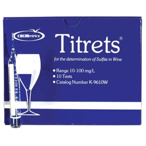 TITRETS Sulfite in Wine Test Kit CHEMetrics K-9610W 10-100 ppm Range as Sulphur Dioxide(SO2) 10 ppm MDL