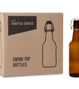 BEER BOTTLES FULL CASE 12 Amber Glass Flip Top 500ml /// STRAIGHT SIDE /// 16.9oz Beugel Bottles Grolsch-Style