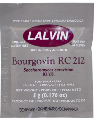 BOURGOVIN RC-212 Lalvin Wine Yeast RC 212 - 5 Grams Pack