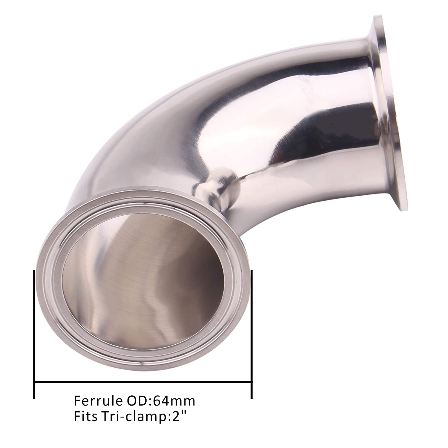 2" TRI-CLAMP ELBOW 90 Degree Sanitary Ferrule Elbow Pipe Fitting SS304 2 Inch Clover TriClamp - Image 7
