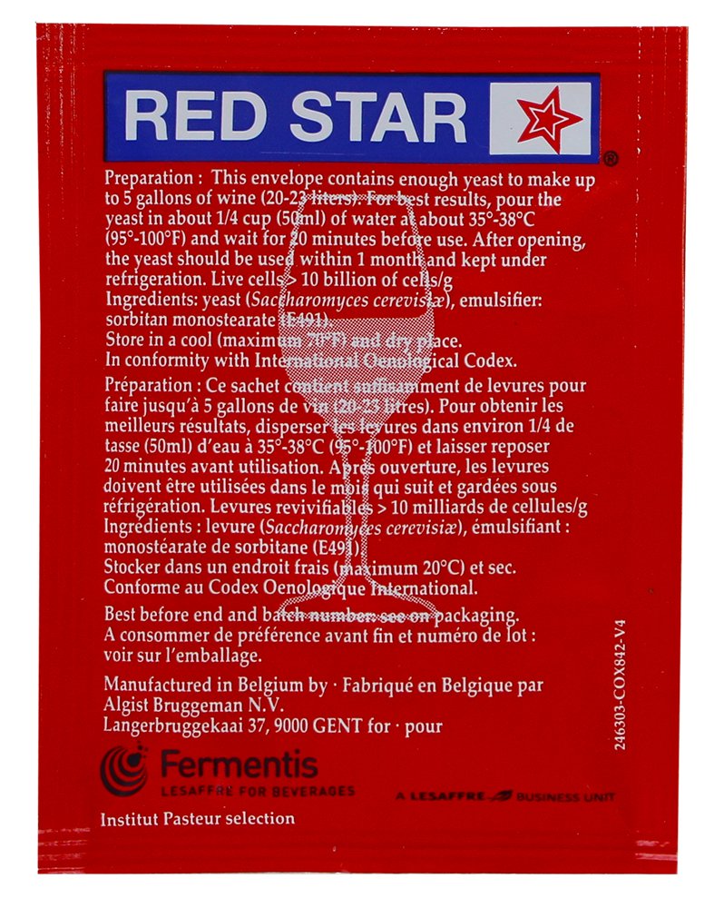 WINE YEAST Red Star Premier Rouge (Formerly Pasteur Red) 1 5g Pack for Red Wines - Image 2