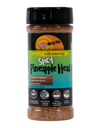 Dizzy Pig Spicy Pineapple Head BBQ Seasoning Spice Dry Rub For Cooking - Tropical Blend for Chicken, Bacon, Shrimp and More - All Natural 8oz Shaker Bottle