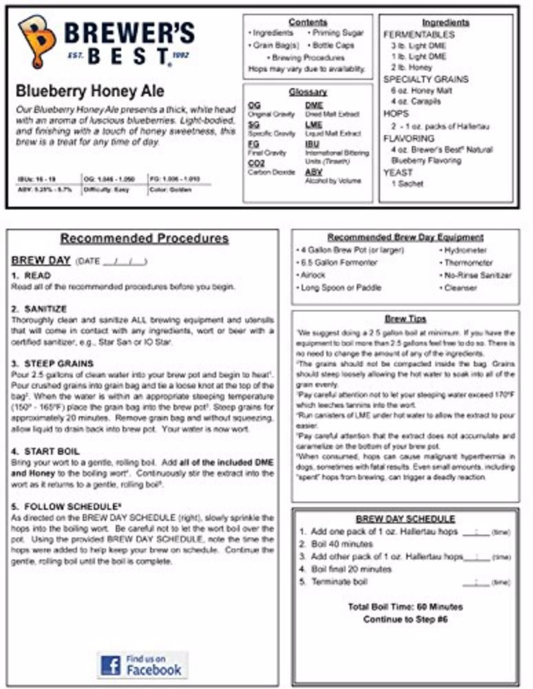 BLUEBERRY HONEY ALE Beer Ingredient Kit from Brewer's Best 1073 (PREMIUM) - Image 5