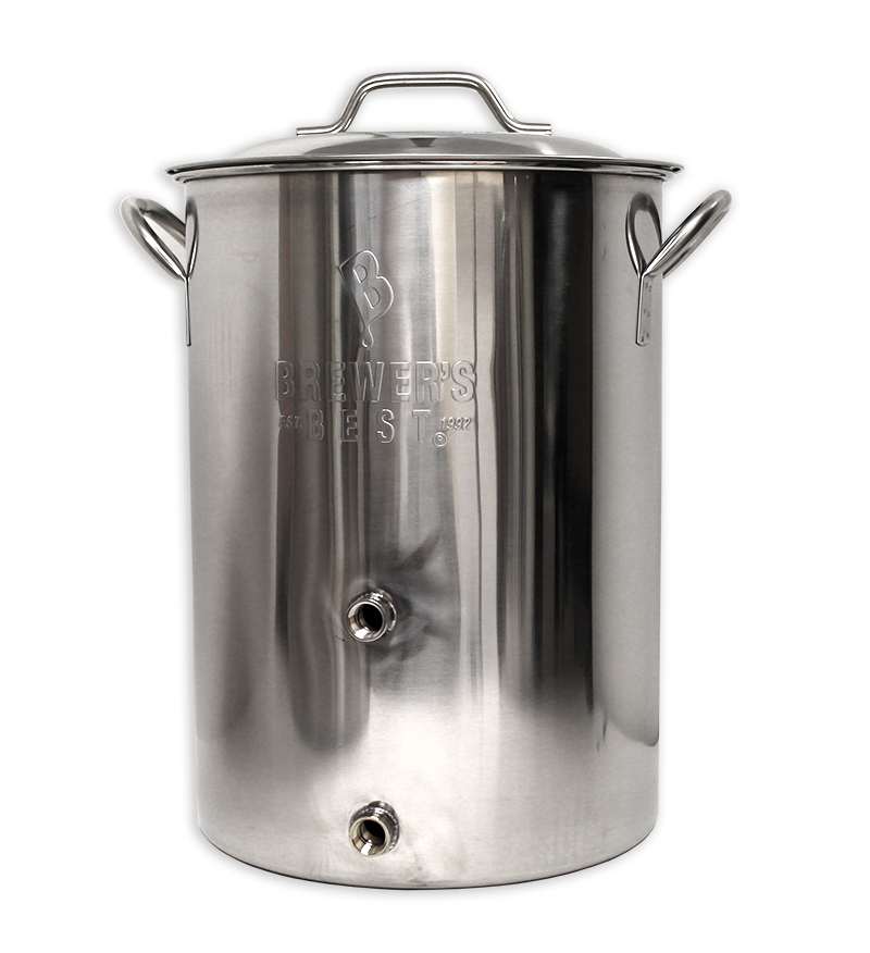 Brewer's Best 8 gal Stainless Steel Home Brewing Kettle - Boiling Pot for Soup or Beer - Two Welded Ports
