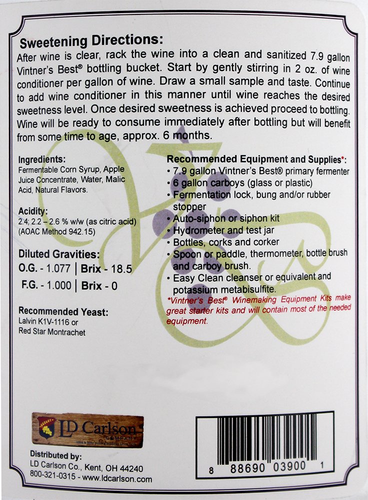 APPLE WINE BASE Vintners Best 128oz Fruit Wine Base - Makes 5 Gallons - Image 2